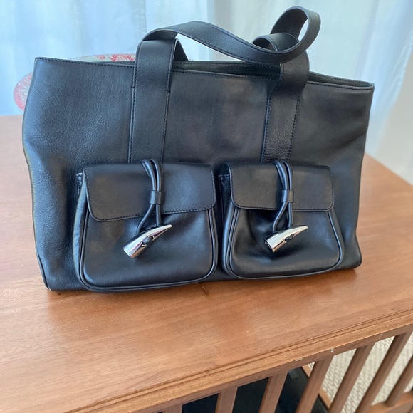 Burberry Handbags - Burberry Black Leather Satchel